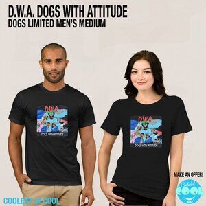 DOG LIMITED D.W.A. Dogs with Attitude Black Short Sleeve Shirt Men's Size Medium